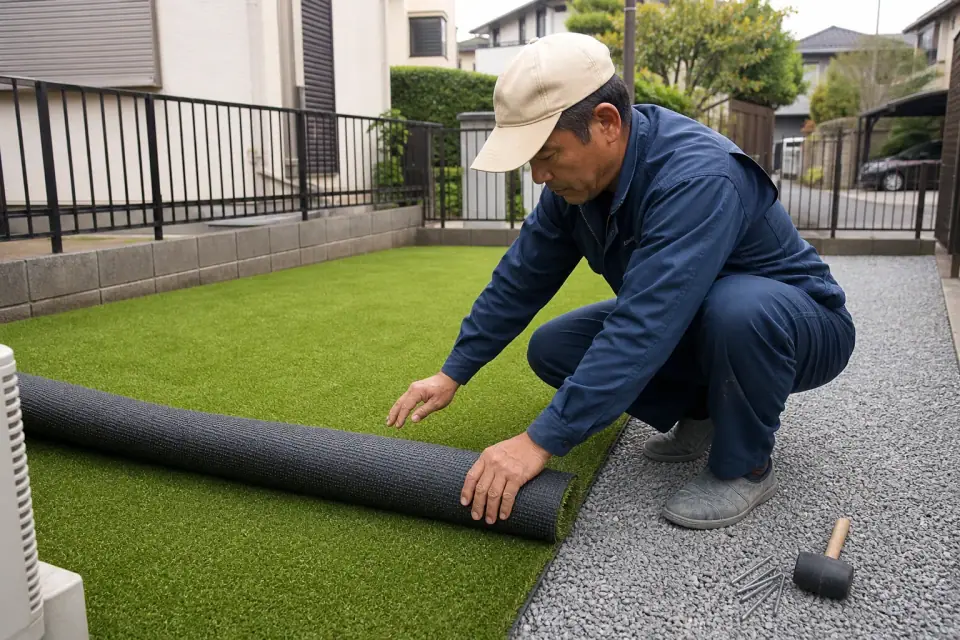 国分寺市 Y様邸 裏庭の人工芝とウッドデッキ 3
